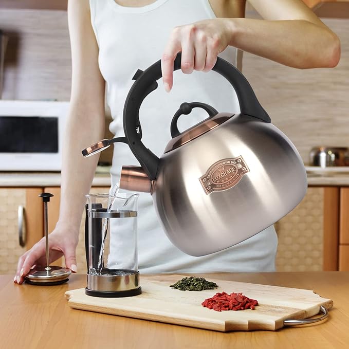3.1 Quart Teal Whistling Tea Kettle for Stove Top, Food Grade Stainless Steel - Bloomnest