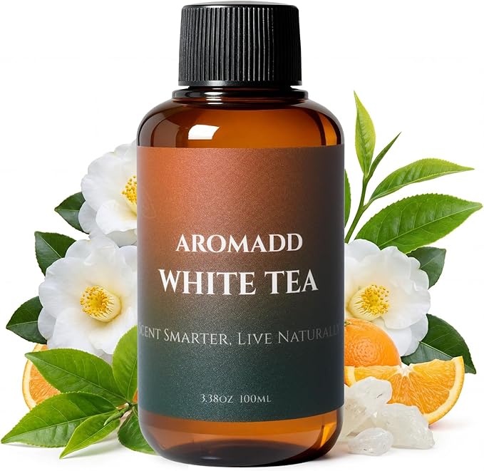 Aromadd White Tea Diffuser Oil Inspired by Luxury Hotel Scent, Essential Oils for Waterless Diffuser, White Tea & Bergamot, Long-Lasting & Natural Home Fragrance - 3.38 fl oz (100 mL) - Bloomnest