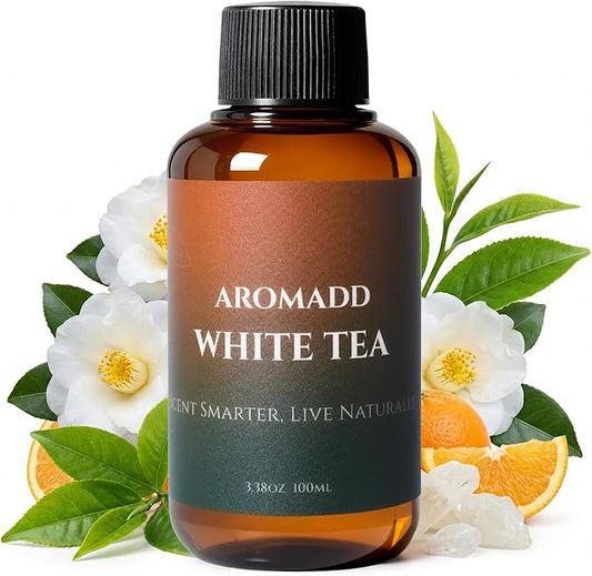 Aromadd White Tea Diffuser Oil Inspired by Luxury Hotel Scent, Essential Oils for Waterless Diffuser, White Tea & Bergamot, Long-Lasting & Natural Home Fragrance - 3.38 fl oz (100 mL) - Bloomnest