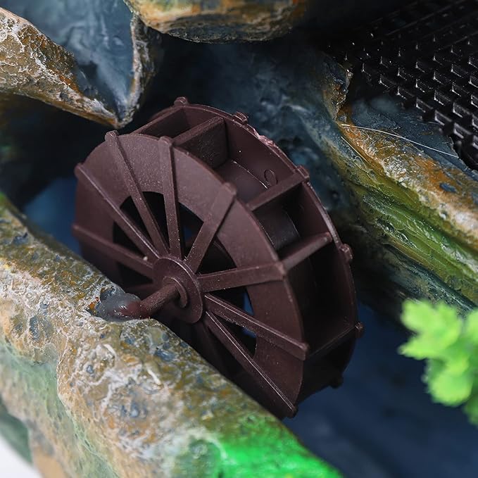 110V Small Rockery Water Fountain Indoor Desktop Resin Waterfall Fountain with LED Lights, Desktop Fountain Waterfall with Rockery, Desktop Ornament for Living Room, Office Decoration