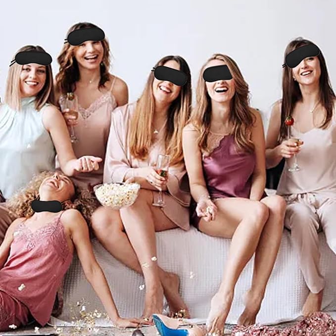 20 PCS Black Eye Mask Sleepover Party Supplies Slumber Party Favors for Girls Pajama Party Decorations Sleep Soft Shade Blindfold Eye Covering Color The Bulk Game Stuff with 8 PCS Fabric Pens - Bloomnest