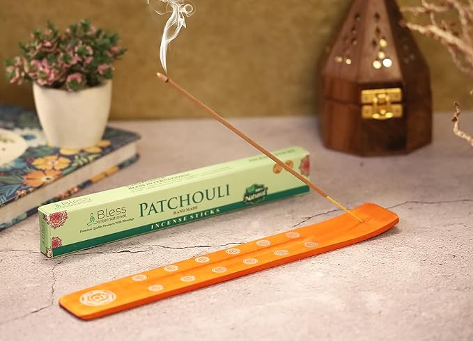 Bless-International Traditional-Handmade-Burner Wooden-Incense-Stick-Holder Ash-Catcher-Stand for-Aromatherapy-Meditation-Yoga (Orange, The Energy) 10 Inches, Pack of 1 - Bloomnest