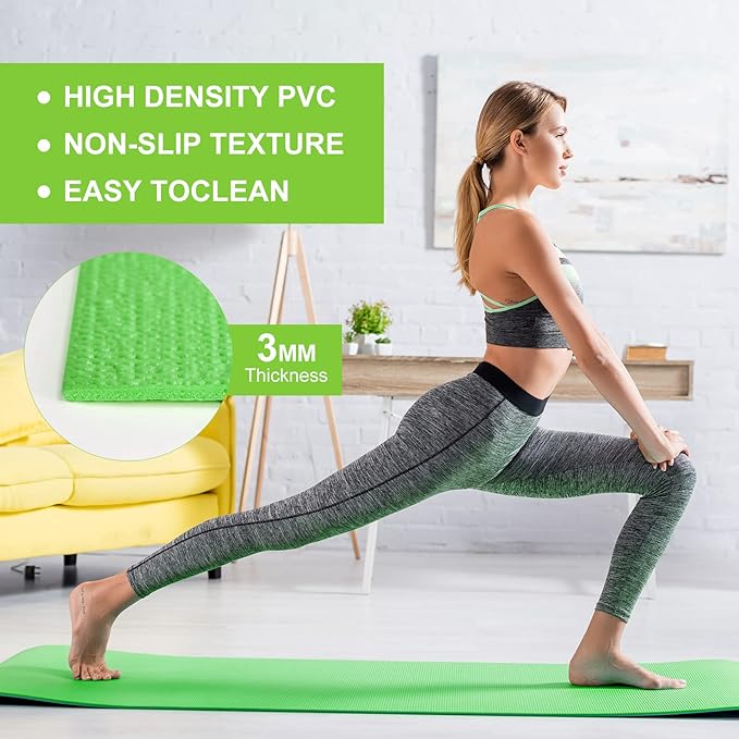 Funtery 16 Pack 3 mm Thick Yoga Mat Exercise Workout Mat Non Slip Fitness Pad for Women Gym Home Yoga Pilates - Bloomnest