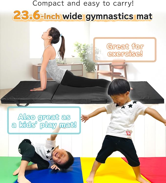 Gymnastics Mat Folding Stretch Mats 71"x24"x2" Exercise Muscle Training Children Play Horizontal Bar Mat Yoga Sports Soundproof Home Use - Bloomnest