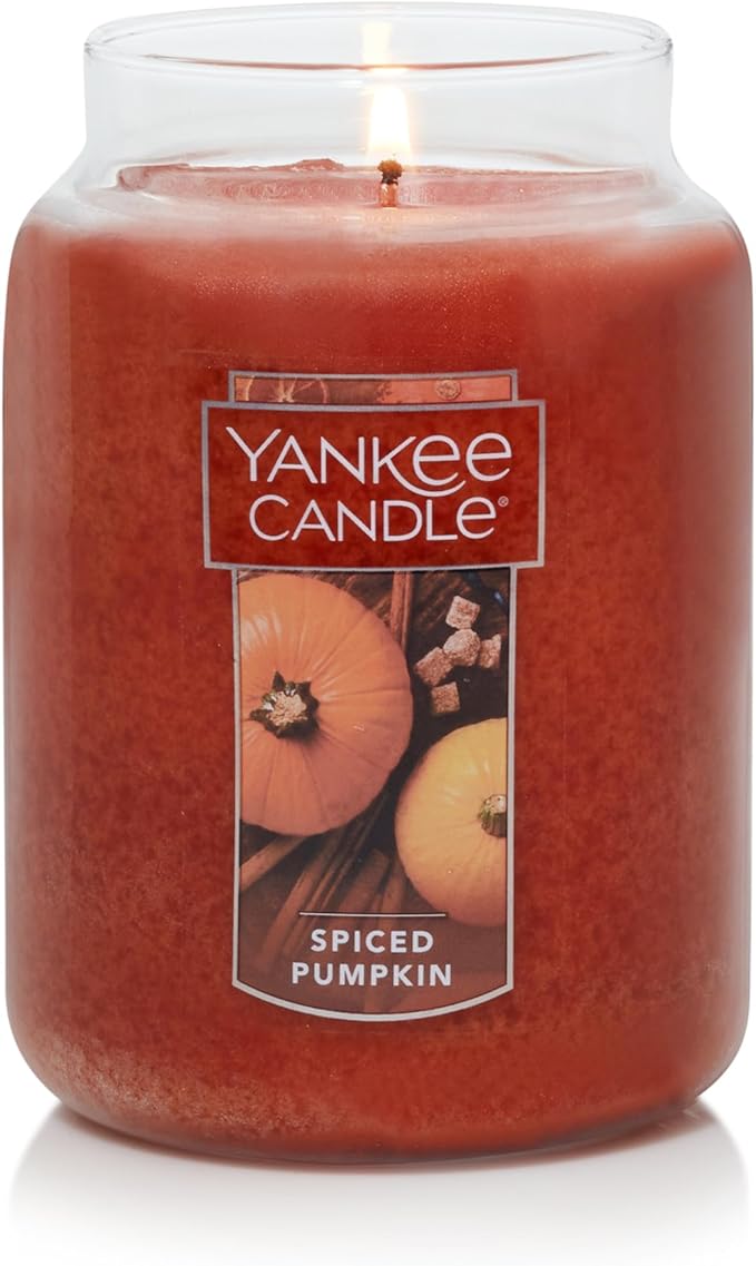 Yankee Candle Spiced Pumpkin Scented, Classic 22oz Large Jar Single Wick, Over 110 Hours of Burn Time, Perfect Accent for Fall Decor & Gifting - Bloomnest