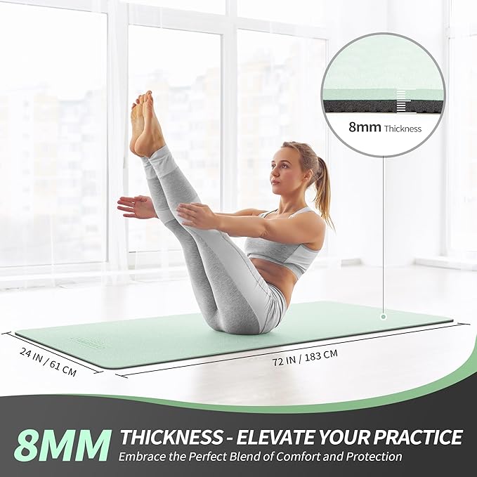 CAMBIVO Yoga Mat for Women Men Kids, 1/3 & 1/4 & 2/5 Inch Extra Thick Yoga Mat Non Slip, 72" x 24" TPE Yoga Mats, Workout Mat with Carrying Strap for Yoga, Pilates and Floor Exercises - Bloomnest