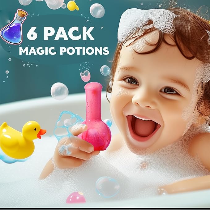 MeCids Magic Potion Bubble Bath Bombs for Kids -Bath Color Tablets Bath Potions for Toddlers Ages 4-12 Fun Science Kit Gift for Birthday, Halloween，Christmas- 6 Pack - Bloomnest