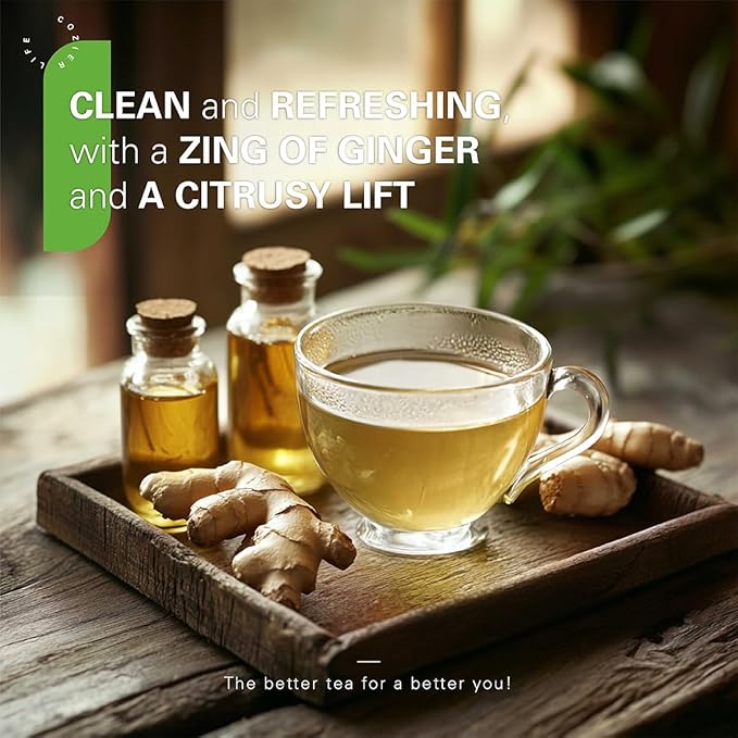 WT WEETEE Lemon Ginger Decaf Green Tea Bags 50 Counts, Made of Decaffeinated Green Tea, Ginger & Natural Lemon Flavor, Clean & Fresh - Bloomnest