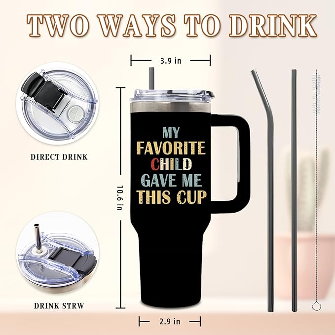 DUUV Gifts for Dad, Dad Tumbler 40 Oz Stainless Steel Insulated with Lid, Birthday Gifts for Father Men Husband from Daughter Son Kids, My Favorite Child Gave Me This Cup Gift for Christmas, 1PCS - Bloomnest