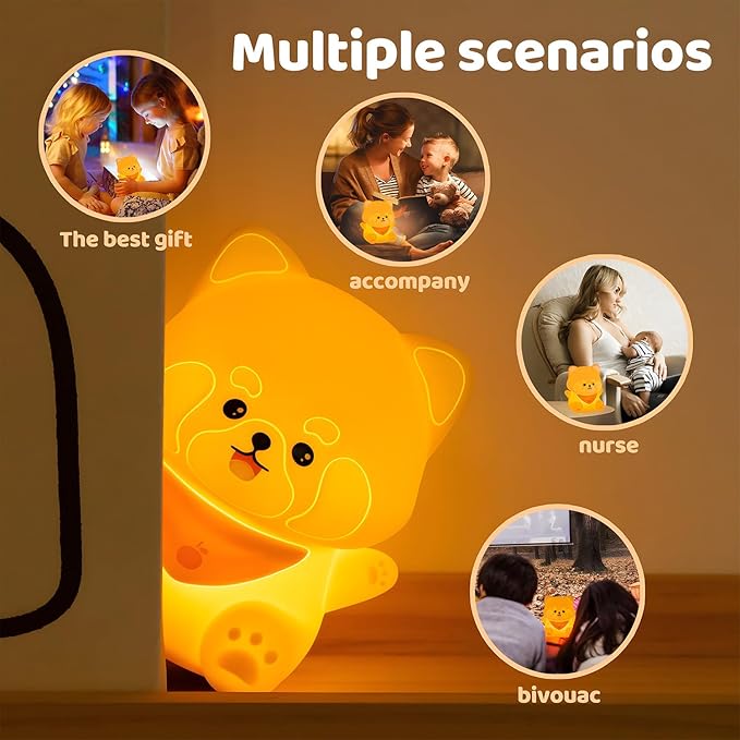 Cute Red Panda Night Light,Rechargeable Lamp for Kids Room with Timer,Cute Stuff Desk Decor Dimmable Touch Silicone Animal Night Light for Kids,Squishy Lamp for Baby Nursery Bedroom - Bloomnest