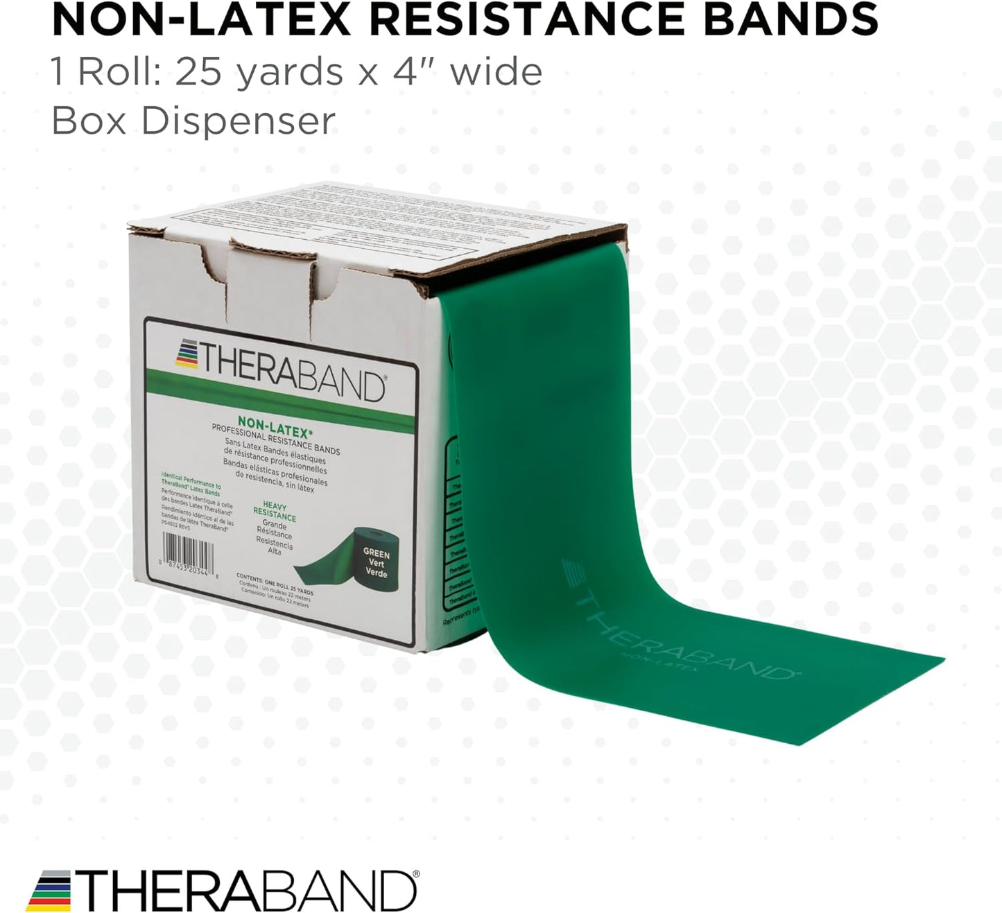 THERABAND Resistance Band 25 Yard Roll, Non-Latex Professional Elastic Stretch Bands for Upper & Lower Body Exercise Workouts, Physical Therapy, Lower Pilates, Flexibility, & Rehab, Dispenser Box