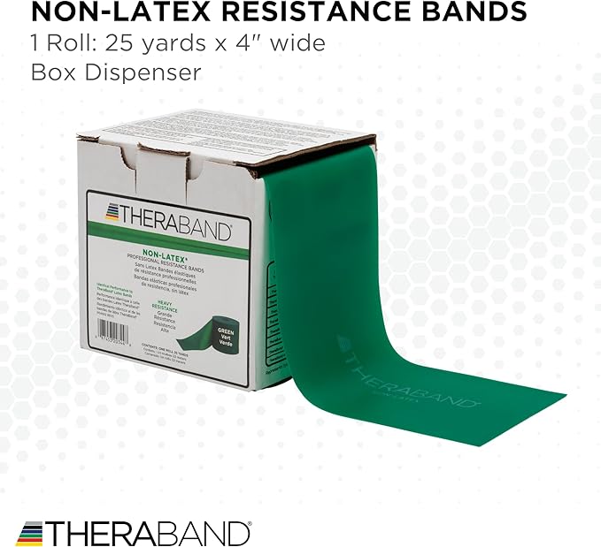 THERABAND Resistance Band 25 Yard Roll, Non-Latex Professional Elastic Stretch Bands for Upper & Lower Body Exercise Workouts, Physical Therapy, Lower Pilates, Flexibility, & Rehab, Dispenser Box - Bloomnest