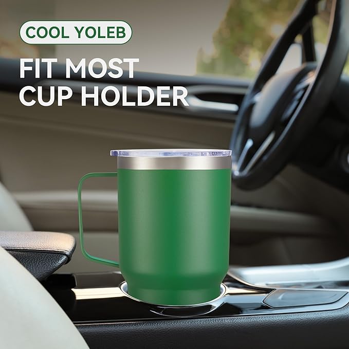 30 oz Tumbler with Handle and Lid, Stainless Steel Tumblers Bulk Double Wall Vacuum Insulated Travel Mug Leak Proof Cup Keep Drinks Cold and Hot Dark Green, 8 Pack