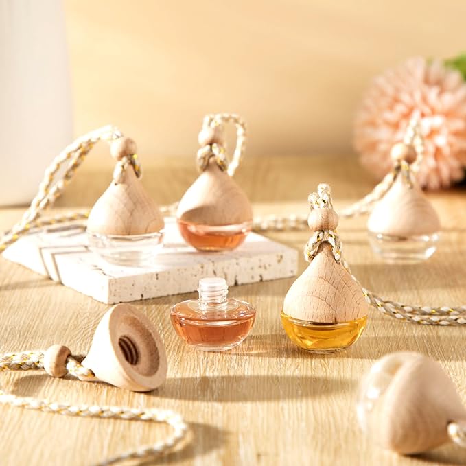 BBTO 50 Pcs Hanging Car Air Freshener Car Diffuser Bottles Empty Glass Perfume Bottle Freshener Diffuser Bottle Pendant for Essential Oil Fragrance Aromatherapy Bottle Ornament(Water Drop) - Bloomnest