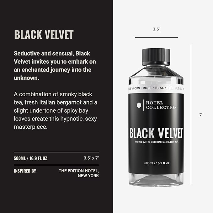 Hotel Collection Diffuser Oil - Black Velvet - Aromatherapy Essential Fragrance Oil - Blonde Woods, Rose, and Black Fig - 500ML 16.9 Fl oz - Bloomnest