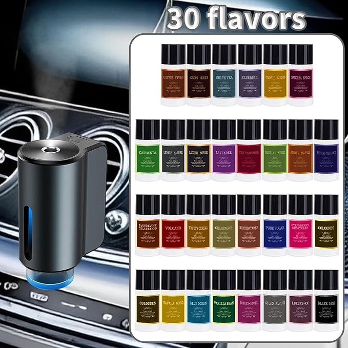 Car Air Freshener Refill Cologne Aromatherapy Oil 30 PCS, Essential Oils Mixed Fragrance Set for Car Diffusers (No Diffuser Included) - Bloomnest