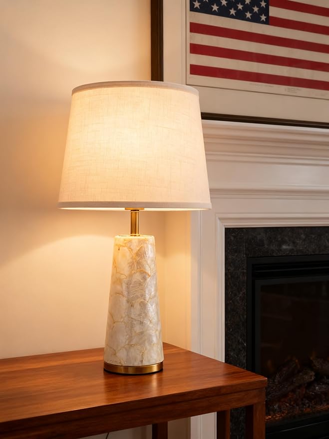 Coastal Table Lamps for Bedroom Nightstand Set of 2, Touch Control Ocean Beach Nautical Seashell Lamp, Modern Sea Shell Bedside Night Stands Light for Beachy Cottage Farmhouse Decor (Gold) - Bloomnest