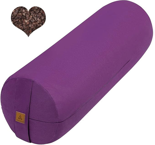 Organic Buckwheat Bolster(24X9 in) Yoga Bolster Supportive Yoga Cushion for Restorative Yoga Accessories Meditation Pillow Reading Pillow Floor Pillow Large Round Cylinder - Bloomnest