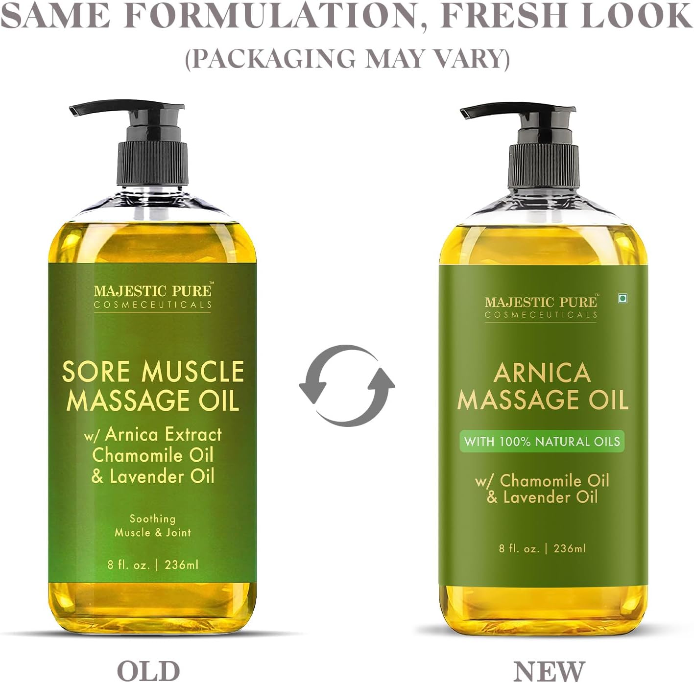 MAJESTIC PURE Arnica Massage Oil for Massage Therapy - Refreshing, and Relaxing - Natural Oils with Lavender & Chamomile Essential Oils - for All Skin Types - Men and Women - 8 fl oz