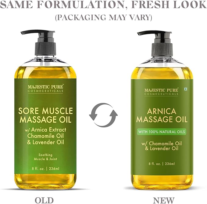 MAJESTIC PURE Arnica Massage Oil for Massage Therapy - Refreshing, and Relaxing - Natural Oils with Lavender & Chamomile Essential Oils - for All Skin Types - Men and Women - 8 fl oz - Bloomnest