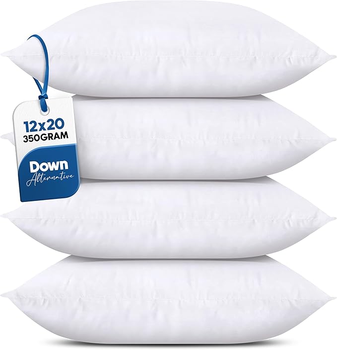 Utopia Bedding Throw Pillows (Set of 4, White), 12 x 20 Inches Pillows for Sofa, Bed and Couch Decorative Stuffer Pillow - Bloomnest