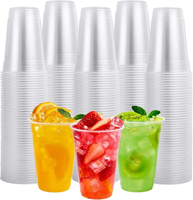 FOCUSLINE 300pack 16 oz Clear Plastic Cups Disposable, Plastic Clear Cups disposable, DrinkIng Cup for Water, Juice, Soda, Ice Coffee - Bloomnest