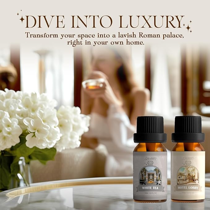 SALUBRITO Hotel Fragrance Oil Set, Luxury Essential Oil Set for Diffuser, Candle, Soap Making Scents, Luxury Night, White Tea, Lemon & Thyme, Citrus Bliss, Hotel Lobby, Jasmine & Mint, Strong Scented - Bloomnest