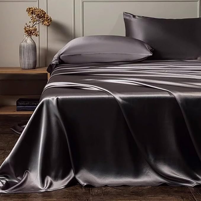 100% Mulberry Silk Pillowcase for Sleeping Women, 22 Momme Silk Pillow Cases for Hair and Face, Zipper Closure, Hypoallergenic Pillow Cases USA Made, 1 Pcs 20"x30" (Queen, Slate Grey) - Bloomnest