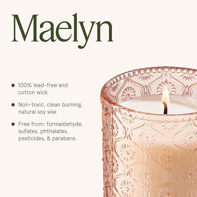 LA JOLIE MUSE Citrine & Pink Peony Scented Candles - Bergamot, Peony, Amber | 6 oz Natural Soy Wax | 40 Hours Clean Burn | Citrus Scented Candle| Gift-Ready for Hosts & Gatherings - Bloomnest