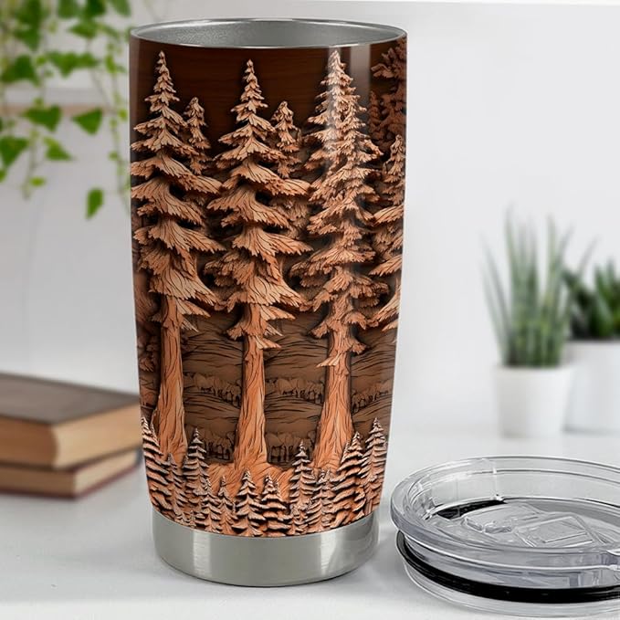 SANDJEST Deer Tumbler 20oz Stainless Steel Insulated Tumblers Coffee Travel Mug Cup Deer Gifts for Men Gift for Birthday Christmas - Bloomnest