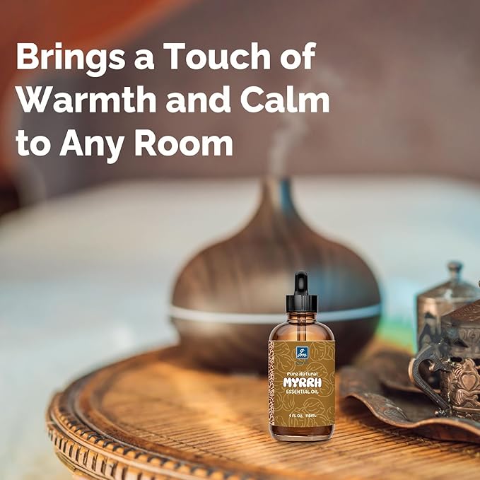 Myrrh Essential Oil 4 Oz, 100% Pure Natural Myrrh Oil for Diffuser, Skin, Hair, Body & Face, Massage, DIY & Home Use - Bloomnest