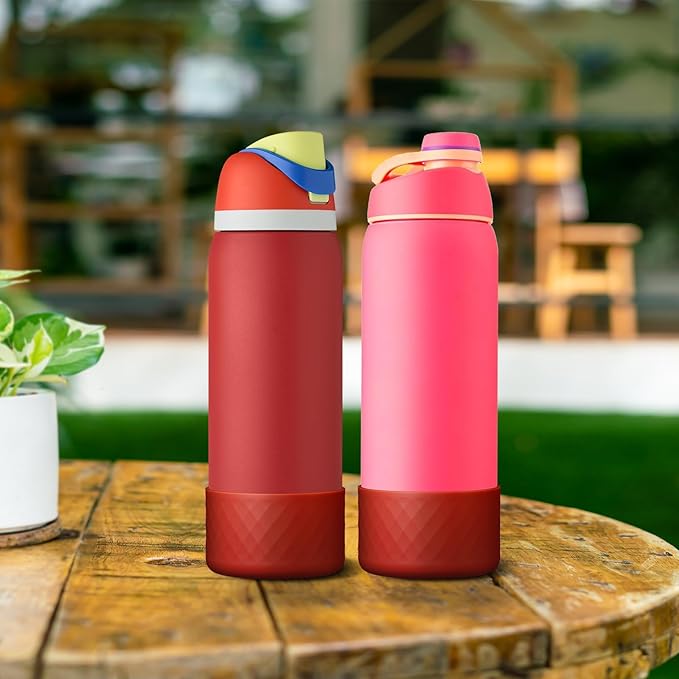 2PCS Silicone Water Bottle Boot for Owala 24oz 32oz 40oz, Anti-Slip Protective Sleeve Bottom Bumper Protector for FreeSip, Twist, and Flip Stainless Steel Water Bottles Alwenid
