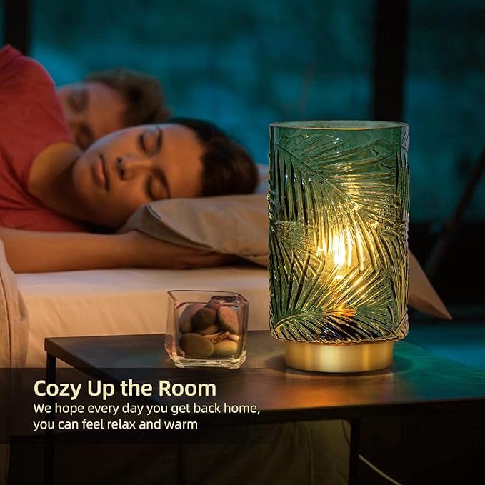 Battery Operated Table Lamp, Cordless Lamps for Home Décor, Nightlight with LED Bulb with Timer for Living Room Bedroom Tabletop Entryway Centerpiece Gift(S Green) - Bloomnest