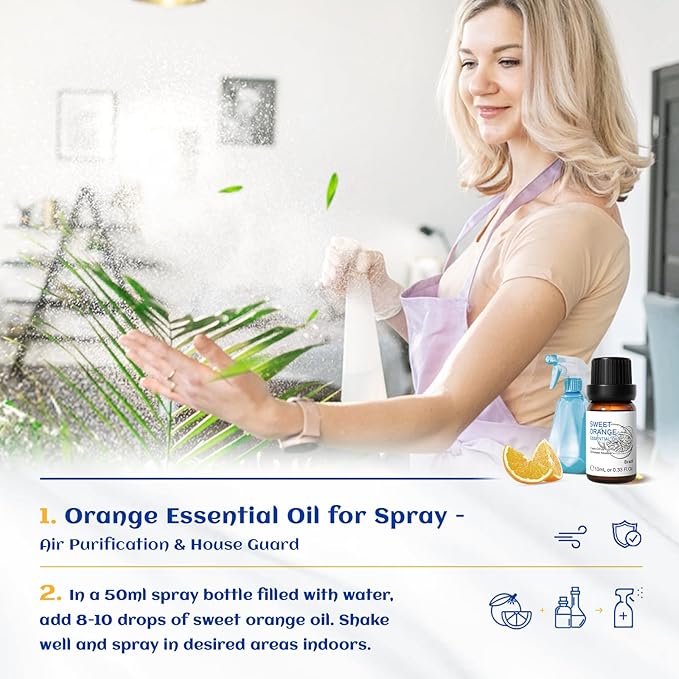 HIQILI Sweet Orange Essential Oil,100% Pure Natural for Diffuser, Aromatherapy-10ml - Bloomnest