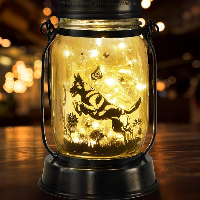 Belgian Malinois Dog Gifts for Women/Men Belgian Malinois Solar Lanterns Birthday Dog Lovers Lantern Pet Loss Dog Memorial Lights Solar Garden Decoration for Yard, Patio,Backyard,Porch Torches Light - Bloomnest