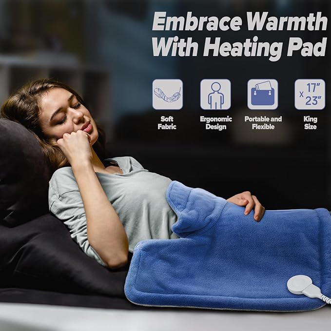 Heating pad for Neck, Back, Shoulder, Cramps Pain Relief, Gifts for Women, Men, Mom, Dad, 4 Auto-Off, Machine Washable, 6 Heat Settings, Ideal for Mother’s Day, Father’s Day, Christmas, Birthdays - Bloomnest