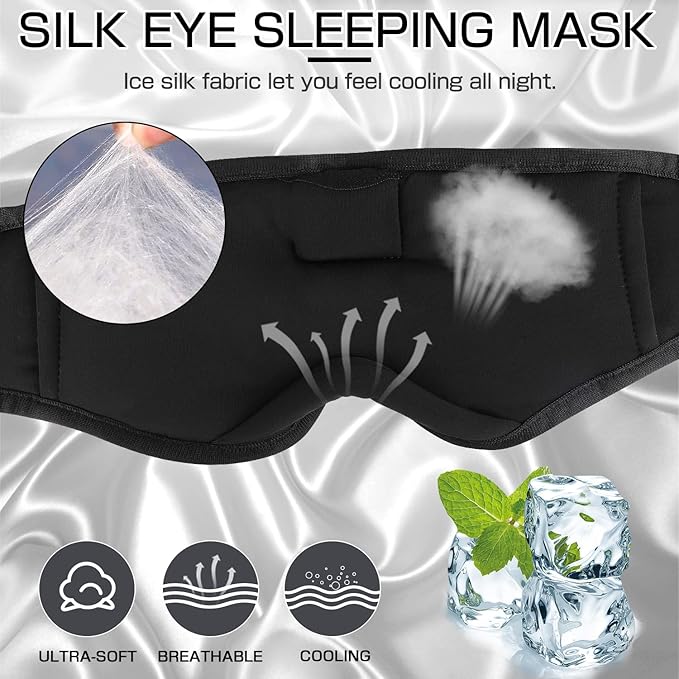 Sleep Headphones Sleep Mask with Bluetooth Headphones, LC-dolida Eye Mask for Sleeping Eye Pillow Sleeping Headphones for Side Sleepers Thin Speaker Cool Gadgets Gifts for Men&Women - Bloomnest