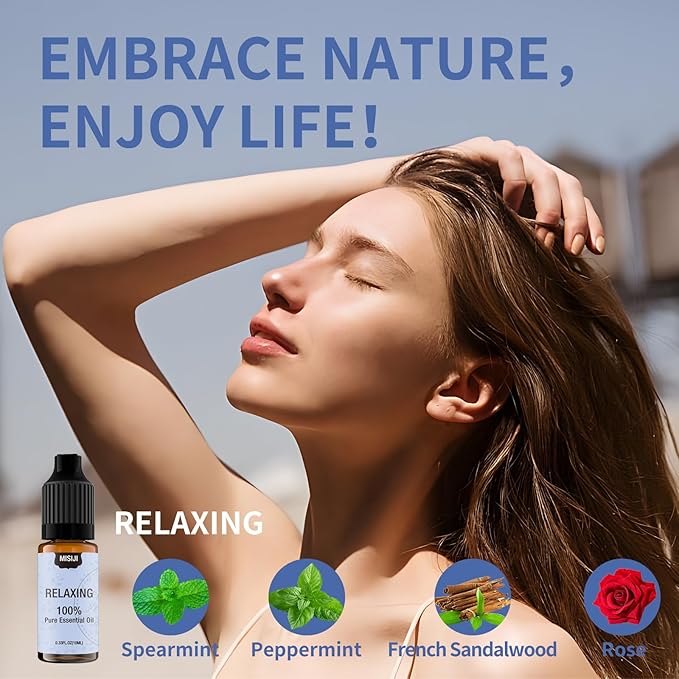 Essential Oil Blends, Essential Oils Set for Diffusers for Home, Well-Being Kit- Spearmint Tea, Calming, Dreams, Relaxing, Mood, Fresh Air Aromatherapy Oils for Humidifiers, Skin, 6x10ml - Bloomnest