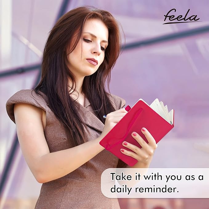 feela 12 Pack Notebooks Journals Bulk, Hardcover Notebook Classic Ruled Lined Journals with Pen Holder for Women Girls School Business Supplies, with 12 Black Pens, 120 GSM, 5.1”x8.3”, A5, Berry - Bloomnest