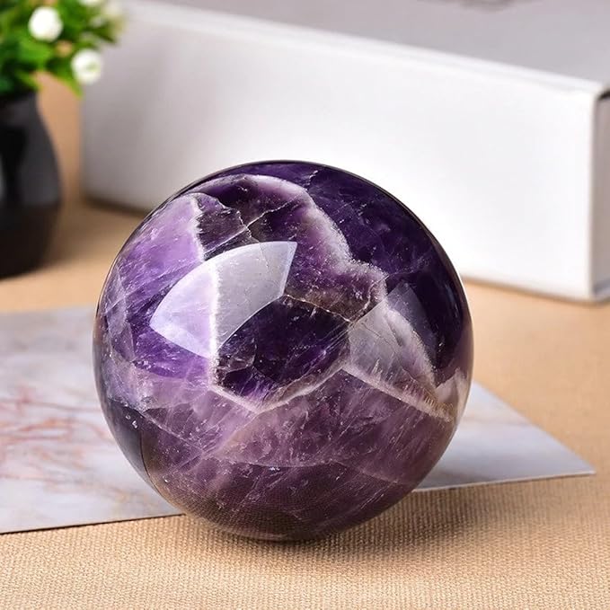 Amethyst Sphere Gemstone Balls Healing Crystals Ball with Stand Crystal Sphere for Reiki Chakra Fengshui Meditation Home Decor (300g) - Bloomnest