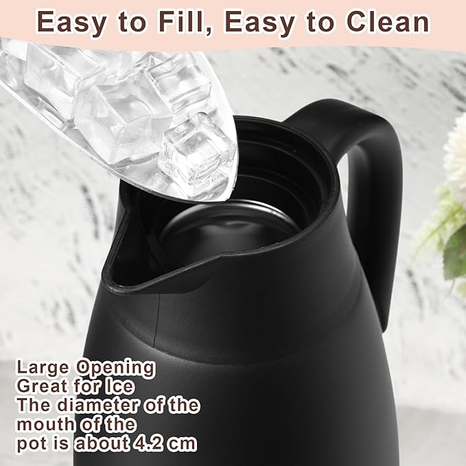 Norme 2 Pcs Thermal Coffee Carafe Insulated Stainless Steel Coffee Carafe for Hot Liquid Vacuum Thermal Pot Creamer Pitcher Dispenser with Brushes Keeping Hot Water Milk(Black,51 oz) - Bloomnest