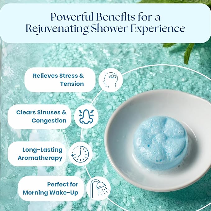 TLG Soothe Shower Steamers Aromatherapy 7 Pack – USA Made with Extra Menthol, Peppermint & Eucalyptus – Shower Bomb for Relaxation, Stress & Sinus Relief – Gift for Men & Women - Bloomnest