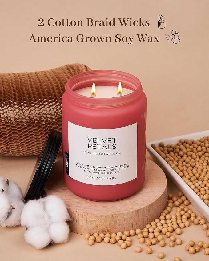 M&SENSE Sandalwood Floral Large Soy Candles for Home Scented, Organic Natural Soy Wax 19.4oz 110 Hour Long Lasting, Luxury Floral Scented Candle Gifts for Women - Bloomnest