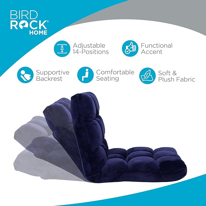 BIRDROCK HOME Adjustable Memory Foam Floor Chair - Ideal for Gaming, Reading, Meditation - Comfortable and Versatile - Suitable for Kids and Teenagers - Comfy Foldable Floor Seat - Blue - Bloomnest