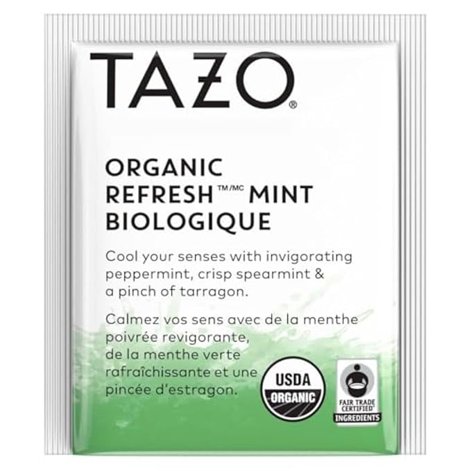 TAZO Organic Refresh Mint Herbal Tea Bags, Caffeine Free, 16 Total Tea Bags - Bloomnest
