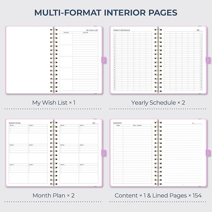 AHGXG Spiral Journal Notebook, 160 Lined Pages, A5 Medium Size (5.7'' x 8.3''), for Men & Women, Journaling, Writing, Work & Office, Hardcover, 100 GSM Thick Paper (Purple) - Bloomnest