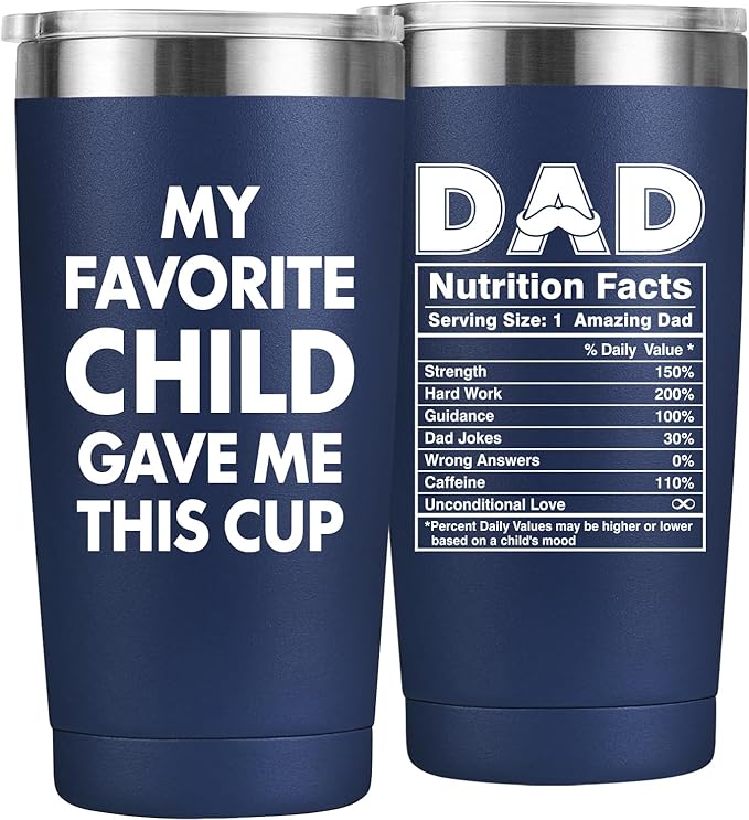 MASGALACC Birthday Gifts For Dad From Daughter, Son, Kids - Husband Present Ideas Coffee Mug For Bonus-Dad, Valentines Fathers Day Christmas - 20 Oz Tumbler, Navy Blue