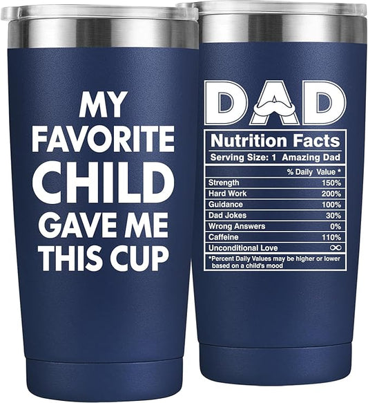 MASGALACC Birthday Gifts For Dad From Daughter, Son, Kids - Husband Present Ideas Coffee Mug For Bonus-Dad, Valentines Fathers Day Christmas - 20 Oz Tumbler, Navy Blue