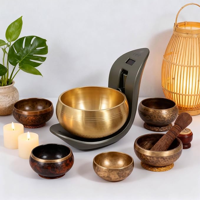 Automatic Singing Bowl – Hands-Free Sound Healing Bowl for Meditation, Yoga, Mindfulness, Energy Healing, Deep Relaxation & Sleep,Auto-Striking Himalayan Singing Bowl with Resonant Tone - Bloomnest
