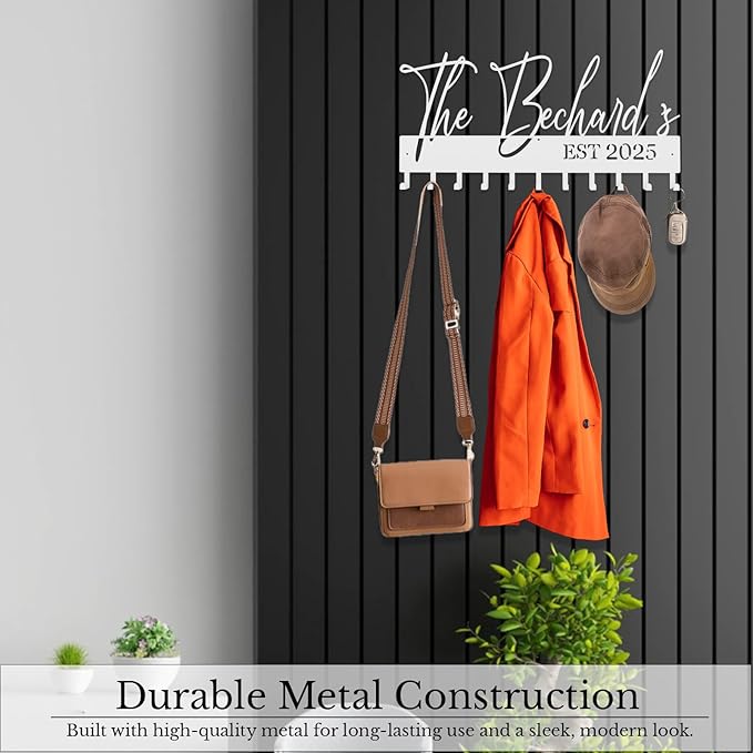 Personalized Metal Key Rack Hooks, Key Holder Wall Mounted Key Hooks, Name Theme Wall Decoration Hooks, Key Hanger Organizer for Living Room, Entryway, Bathroom, Office Decor(Above) - Bloomnest